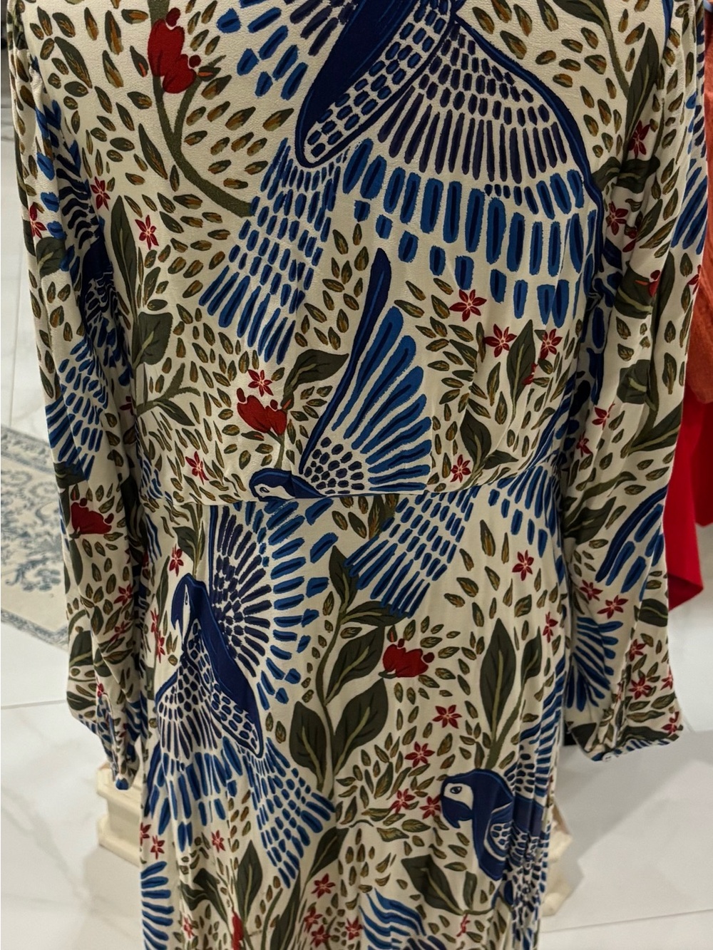 FARM Rio Blue & Green Plunging V-Neck Maxi Dress with Bird Print - Picture 4 of 5